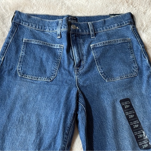 🆕 J. Crew Jeans FULL LENGTH SLIM WIDE-LEG Front Pockets Dark Wash Denim 6 28 P - Picture 4 of 5
